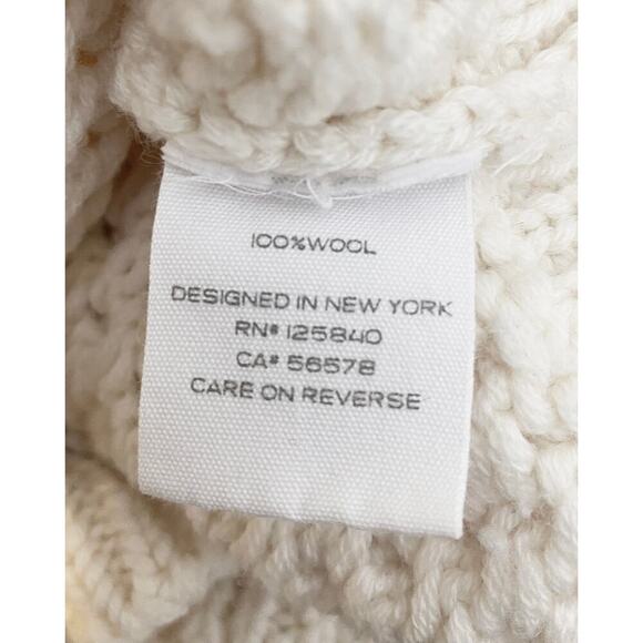 Intermix Womens Cold Shoulder 100% Wool Knit Sweater Cream Neutral Minimalist XS - Picture 7 of 10